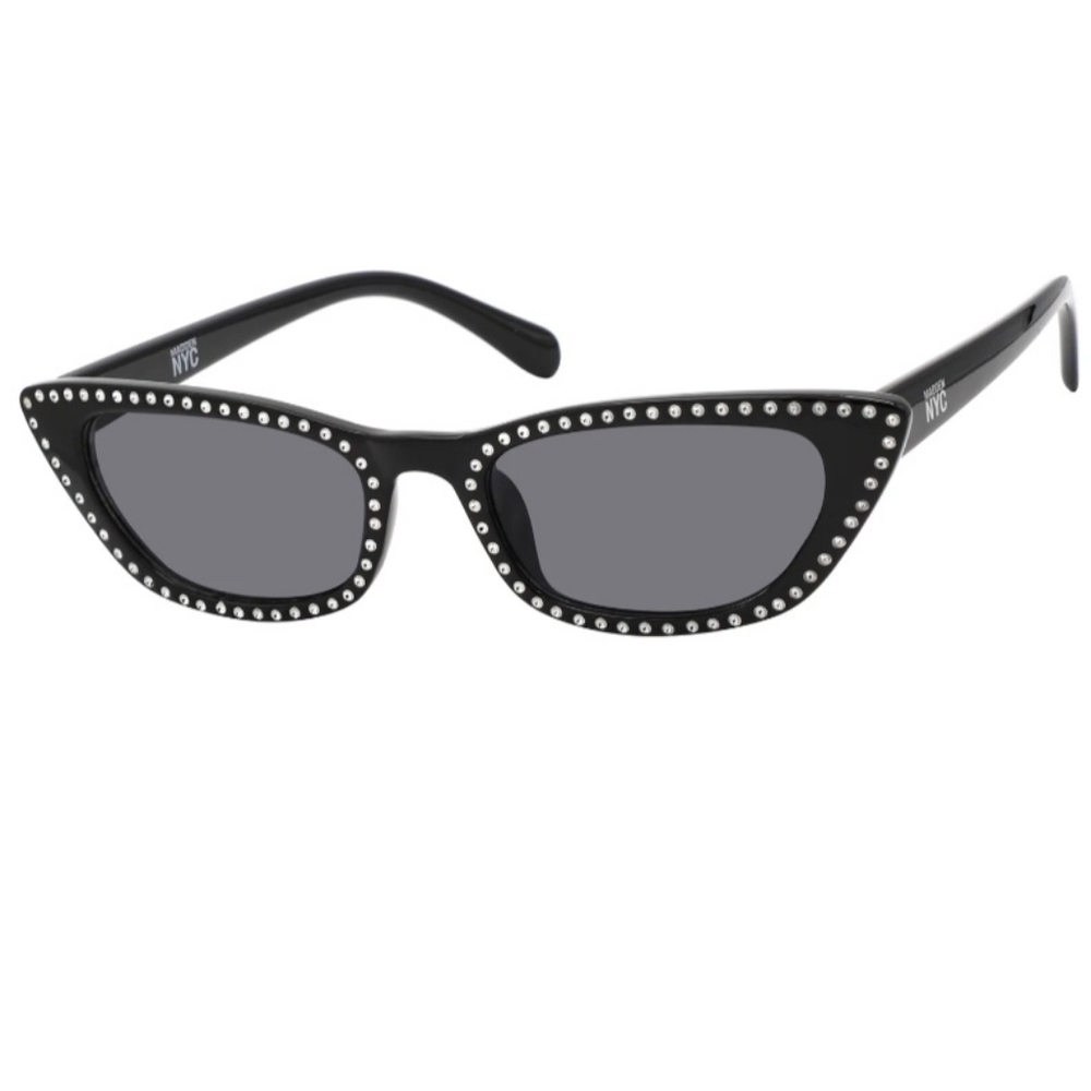 New Madden NYC Nasim Black Silver Embelisshed Cateye Sunglasses